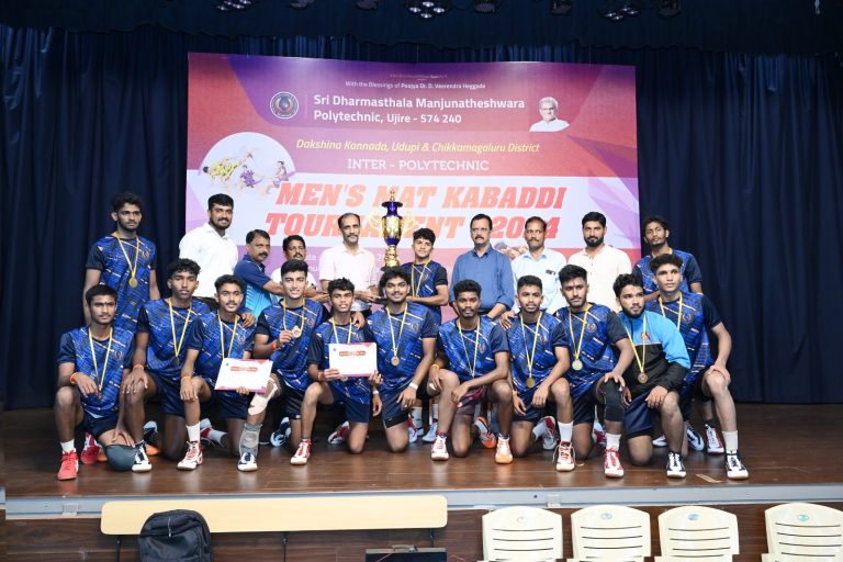 SDM Polytechnic  Triumphs at Inter-polytechnic Men’s Kabaddi Tournament: Winners Honored at  Closing Ceremony